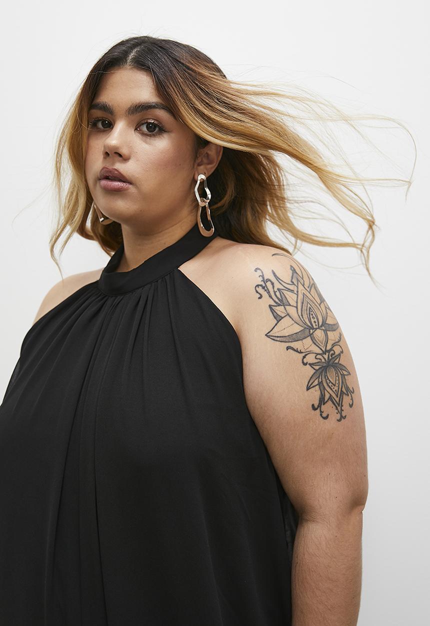 VELVET - Halter neck chiffon jumpsuit - black