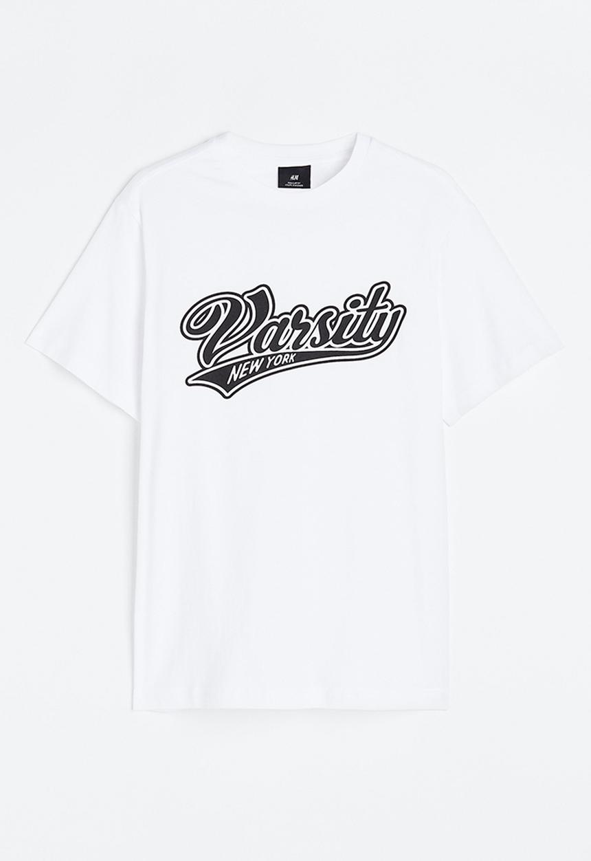 H&M - Regular fit printed T-shirt - white/varsity new york 