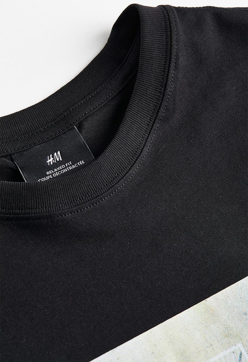 H&M - Relaxed fit printed T-shirt - black/restless youth
