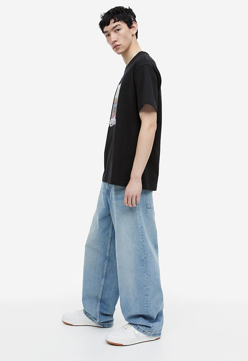 H&M - Relaxed fit printed T-shirt - black/restless youth