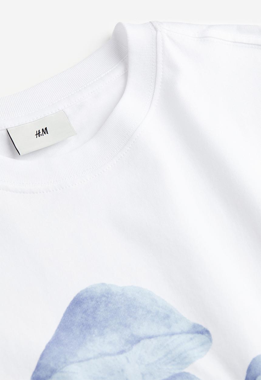 H&M - Relaxed fit printed T-shirt - white/mushrooms