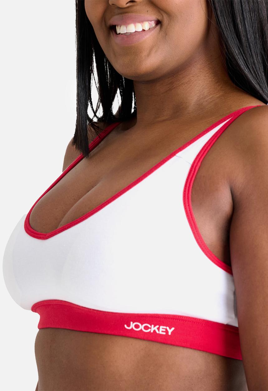 Jockey - Ladies pure and simple crop top - white/red