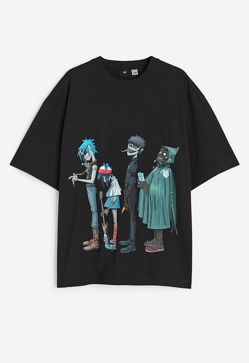 H&M - Oversized fit t-shirt - black/gorillaz 