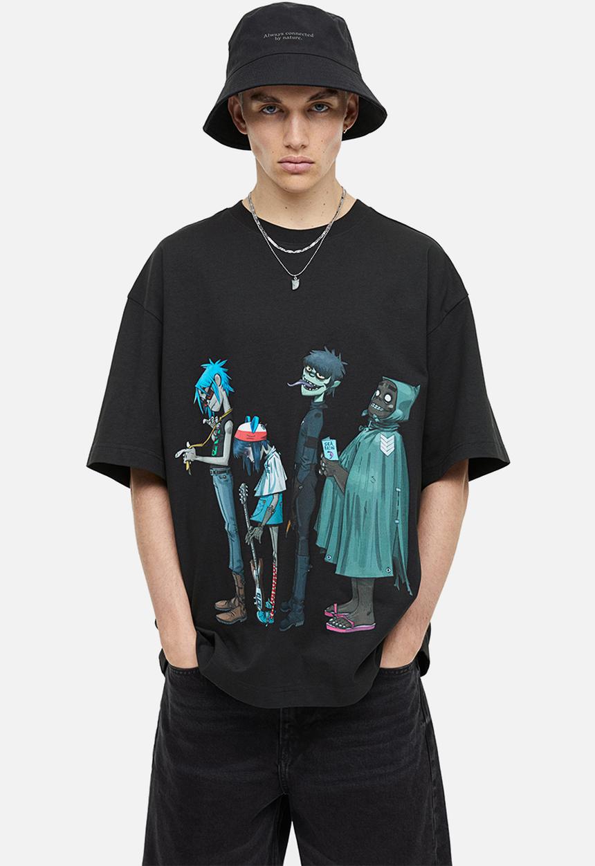 H&M - Oversized fit t-shirt - black/gorillaz 