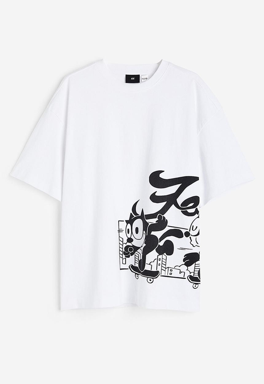 H&M - Oversized fit t-shirt - white/felix the cat 