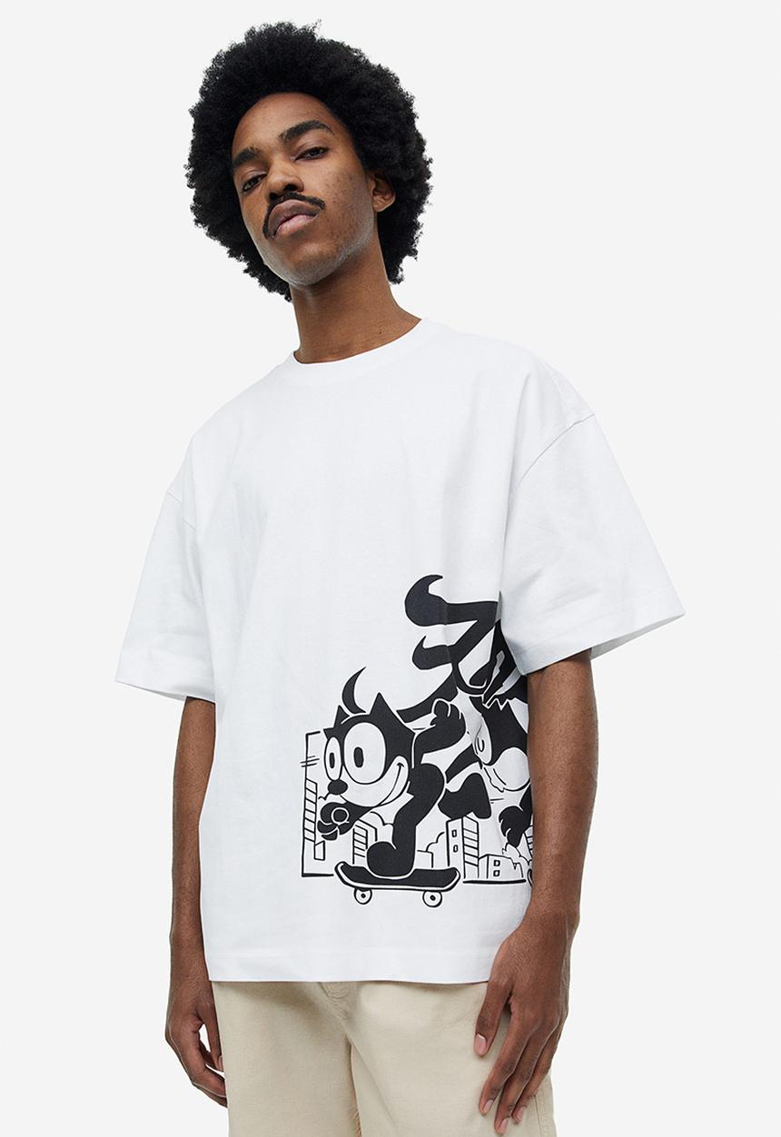 H&M - Oversized fit t-shirt - white/felix the cat 