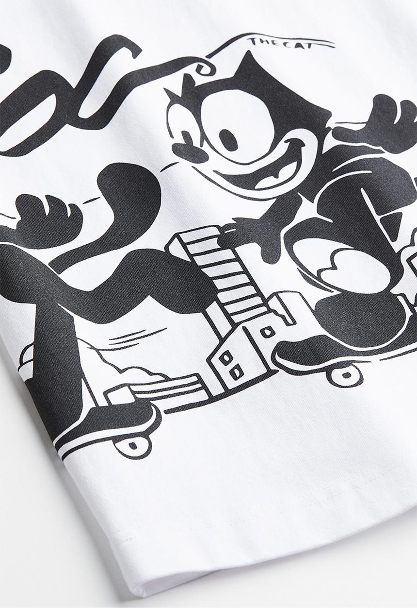 H&M - Oversized fit t-shirt - white/felix the cat 