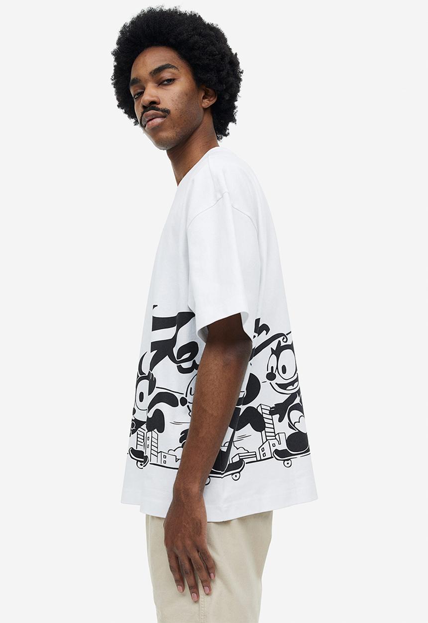 H&M - Oversized fit t-shirt - white/felix the cat 