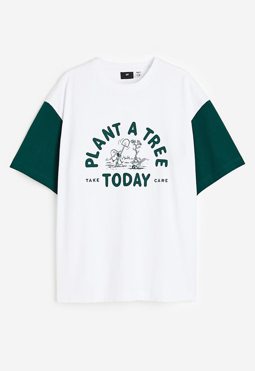H&M - Oversized fit t-shirt - white/snoopy 