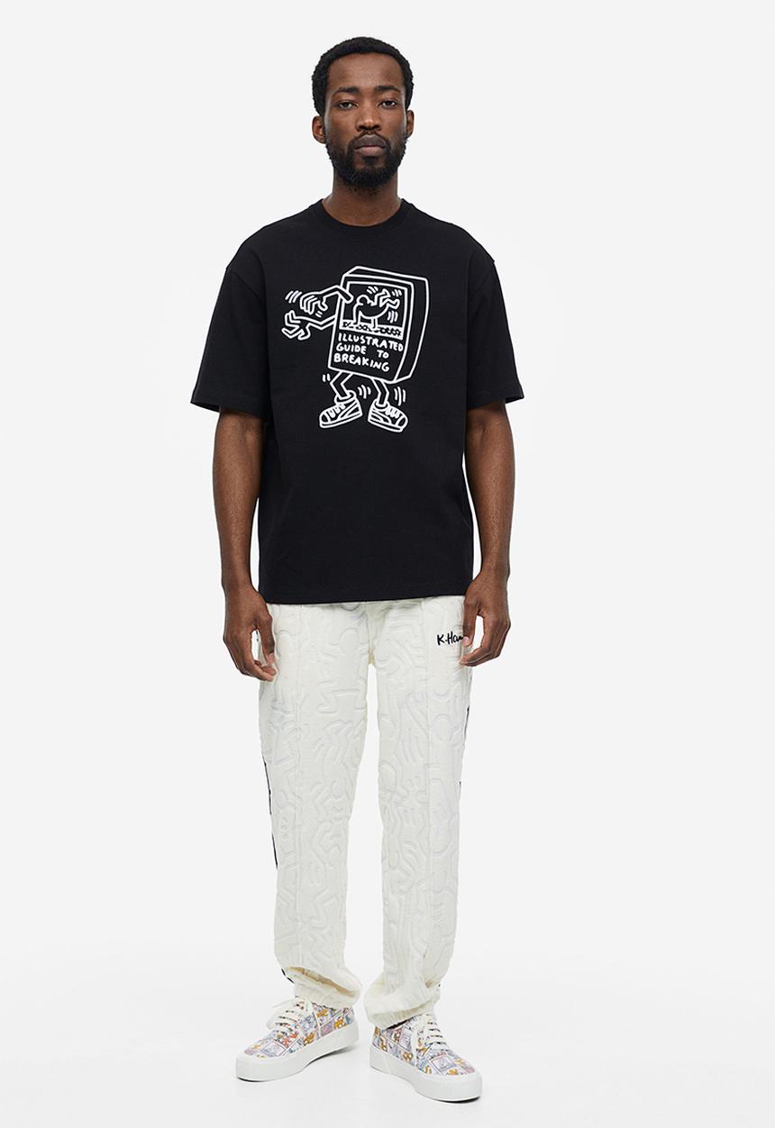 H&M - Relaxed fit printed t-shirt - black/keith haring 