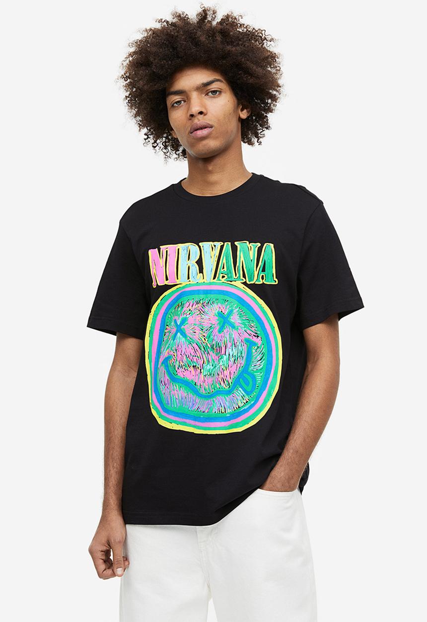 H&M - Regular fit t-shirt - black/nirvana 