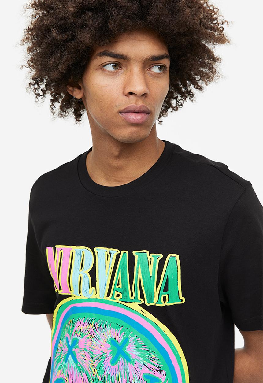 H&M - Regular fit t-shirt - black/nirvana 