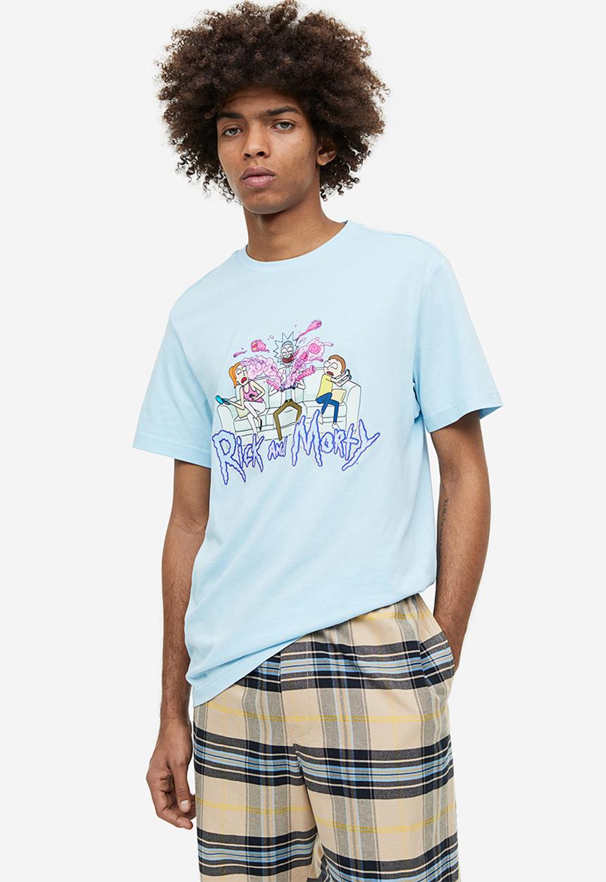 H&M - Regular fit t-shirt - light blue/rick and morty