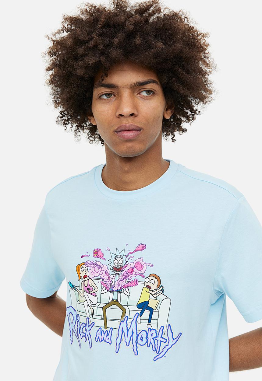 H&M - Regular fit t-shirt - light blue/rick and morty