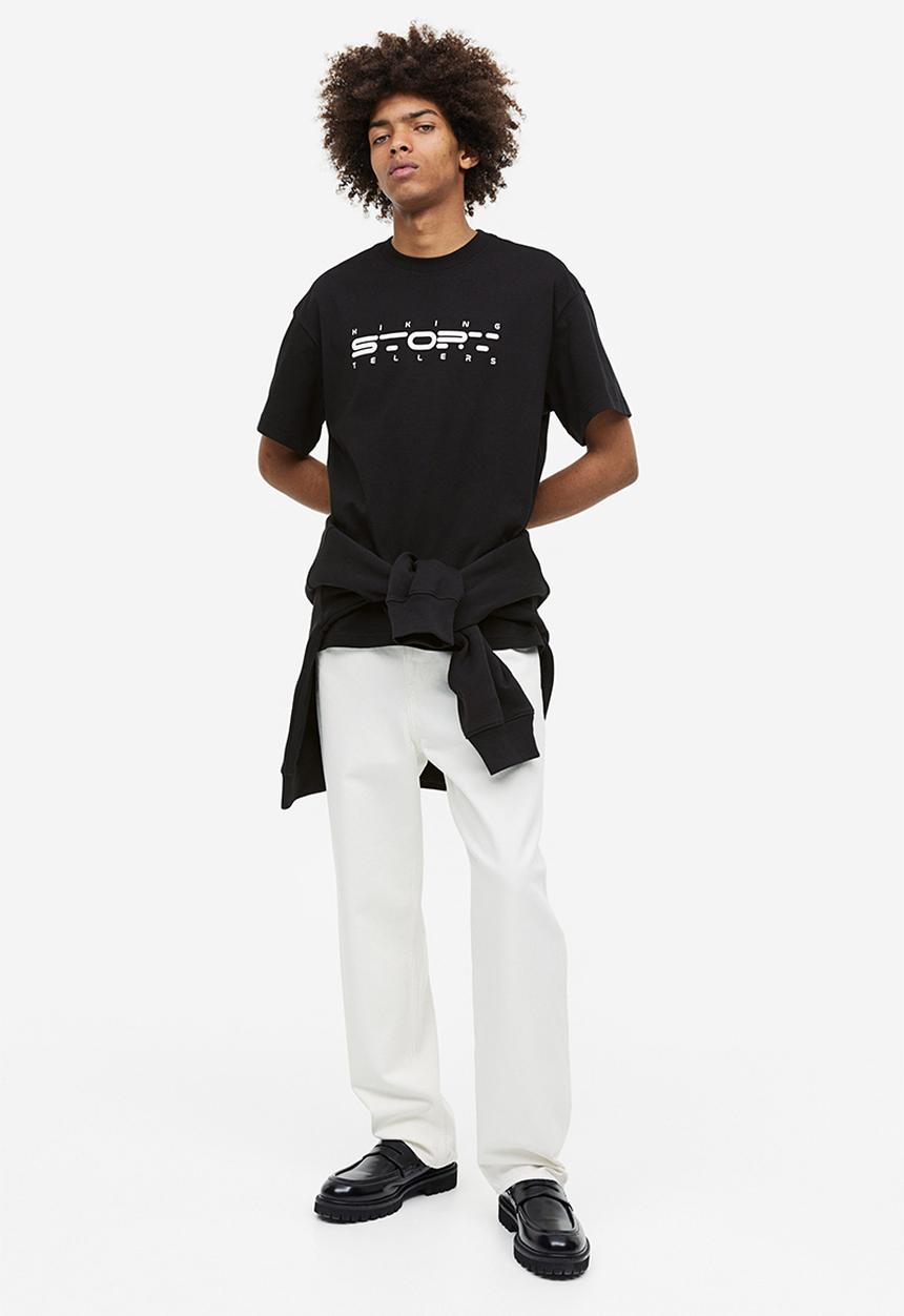 H&M - Relaxed fit printed t-shirt - black/story tellers