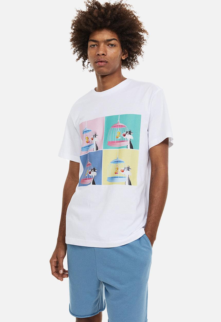 H&M - Regular fit t-shirt - white/looney tunes