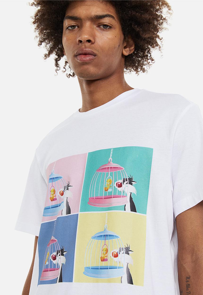 H&M - Regular fit t-shirt - white/looney tunes