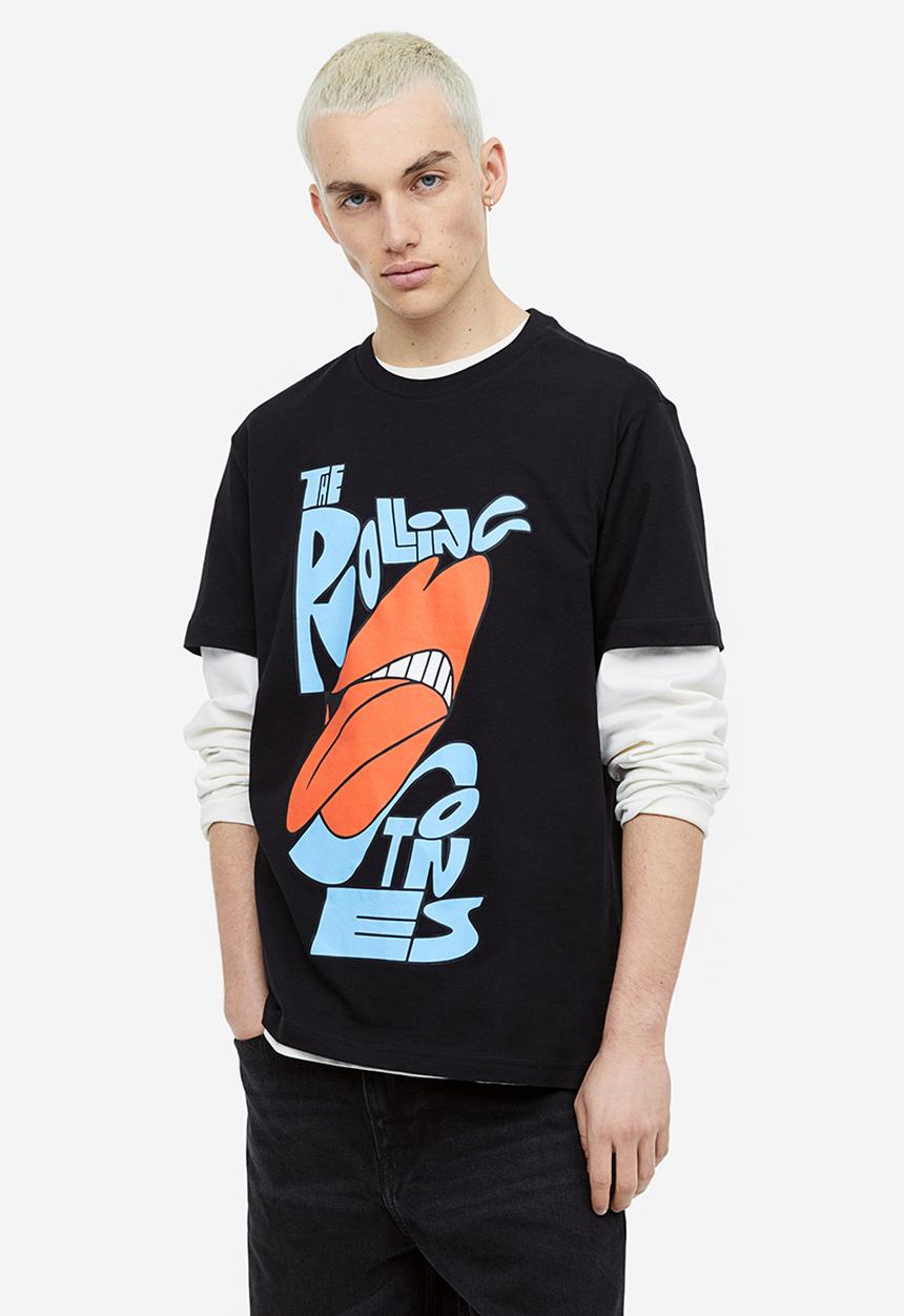 H&M - Regular fit t-shirt - black/the rolling stones 
