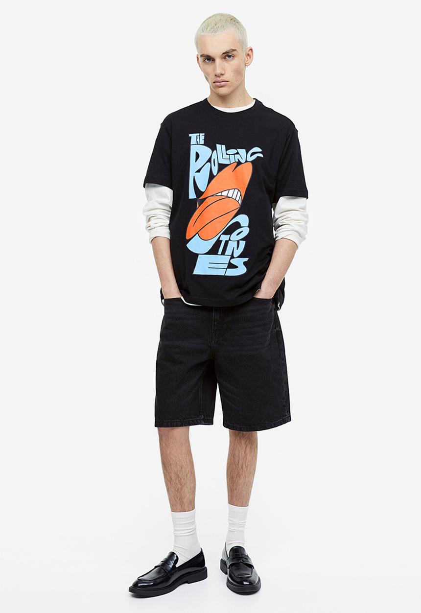 H&M - Regular fit t-shirt - black/the rolling stones 