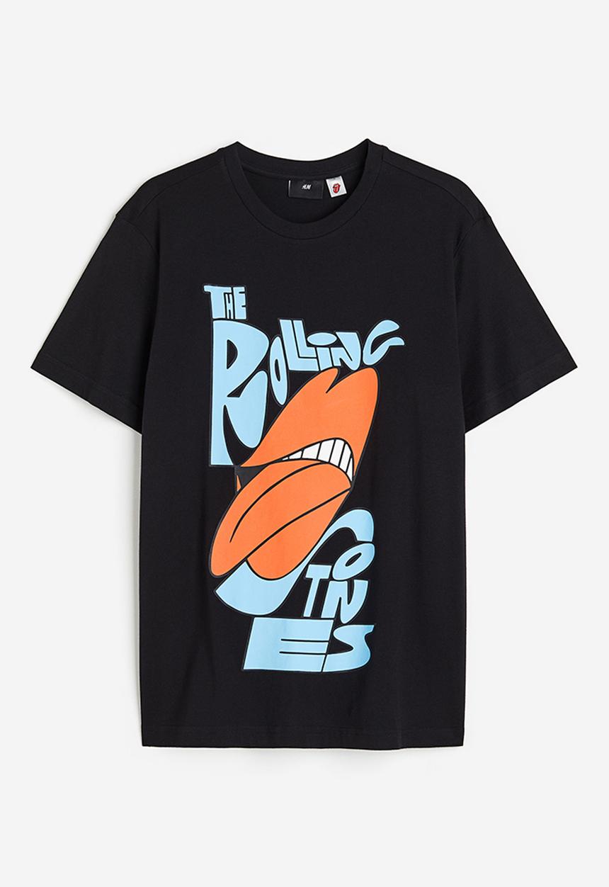 H&M - Regular fit t-shirt - black/the rolling stones 