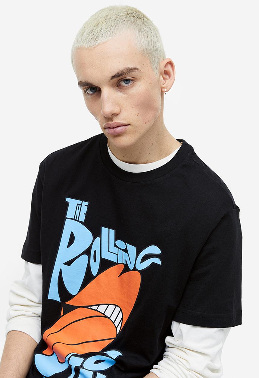 H&M - Regular fit t-shirt - black/the rolling stones 