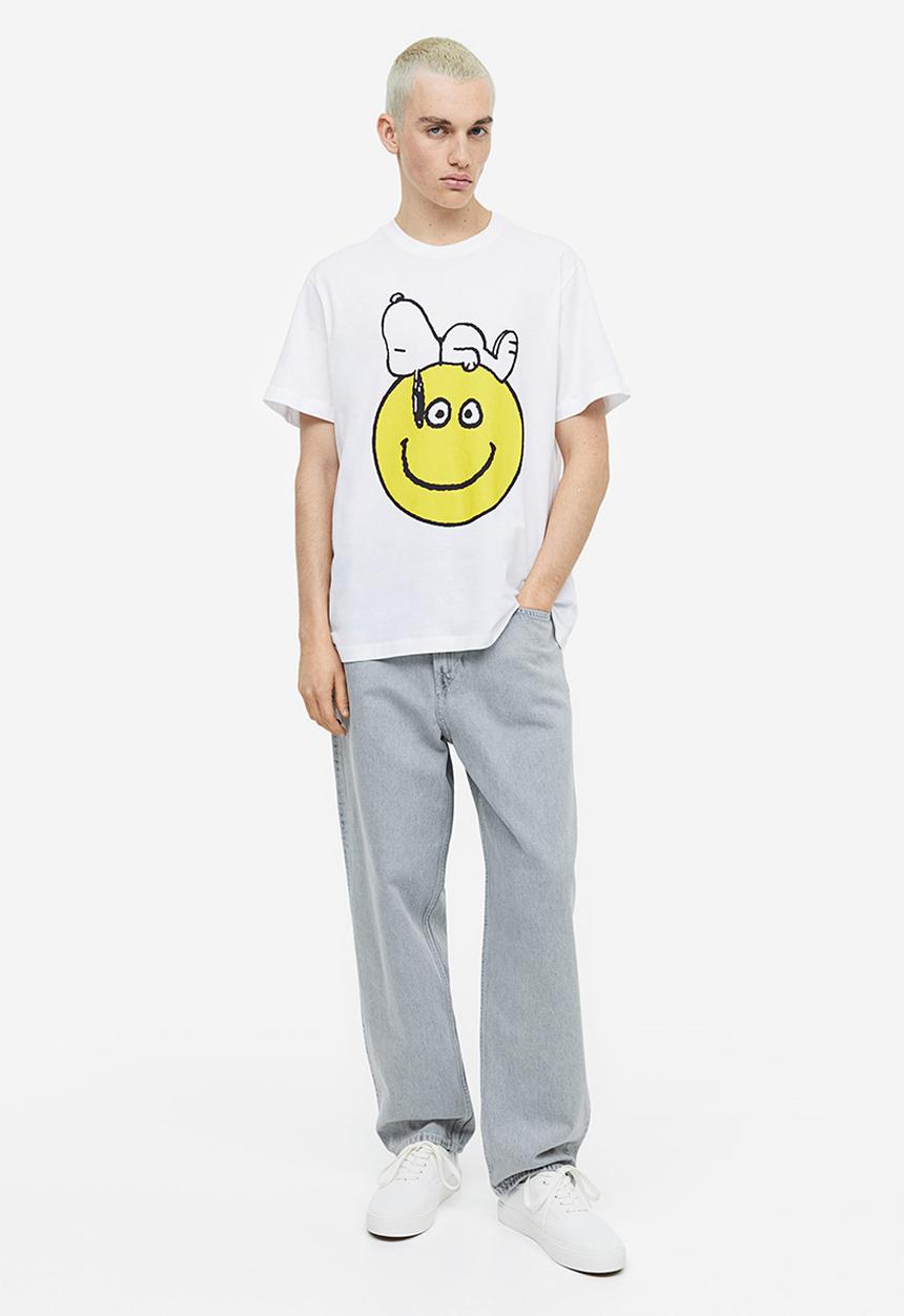 H&M - Regular fit t-shirt - white/snoopy 