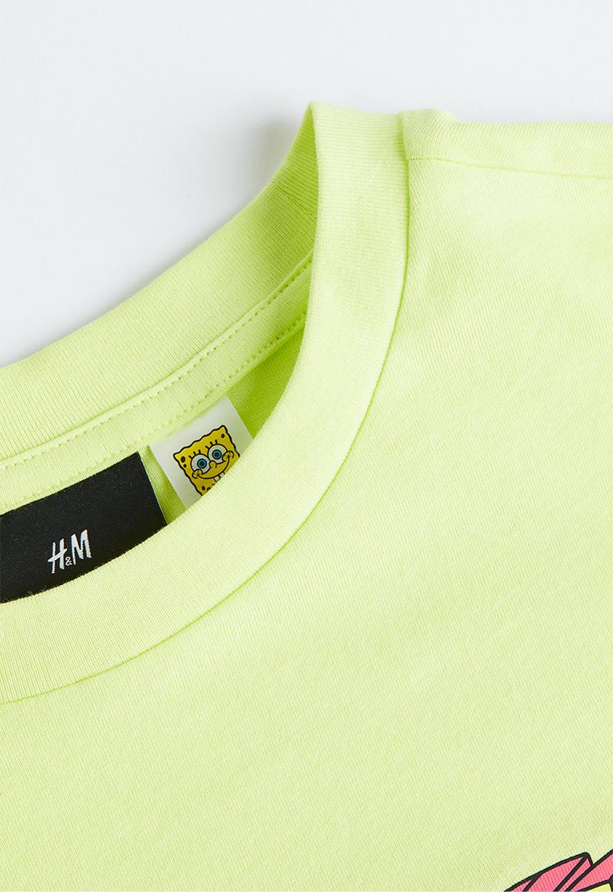 H&M - Regular fit t-shirt - neon yellow/spongebob 