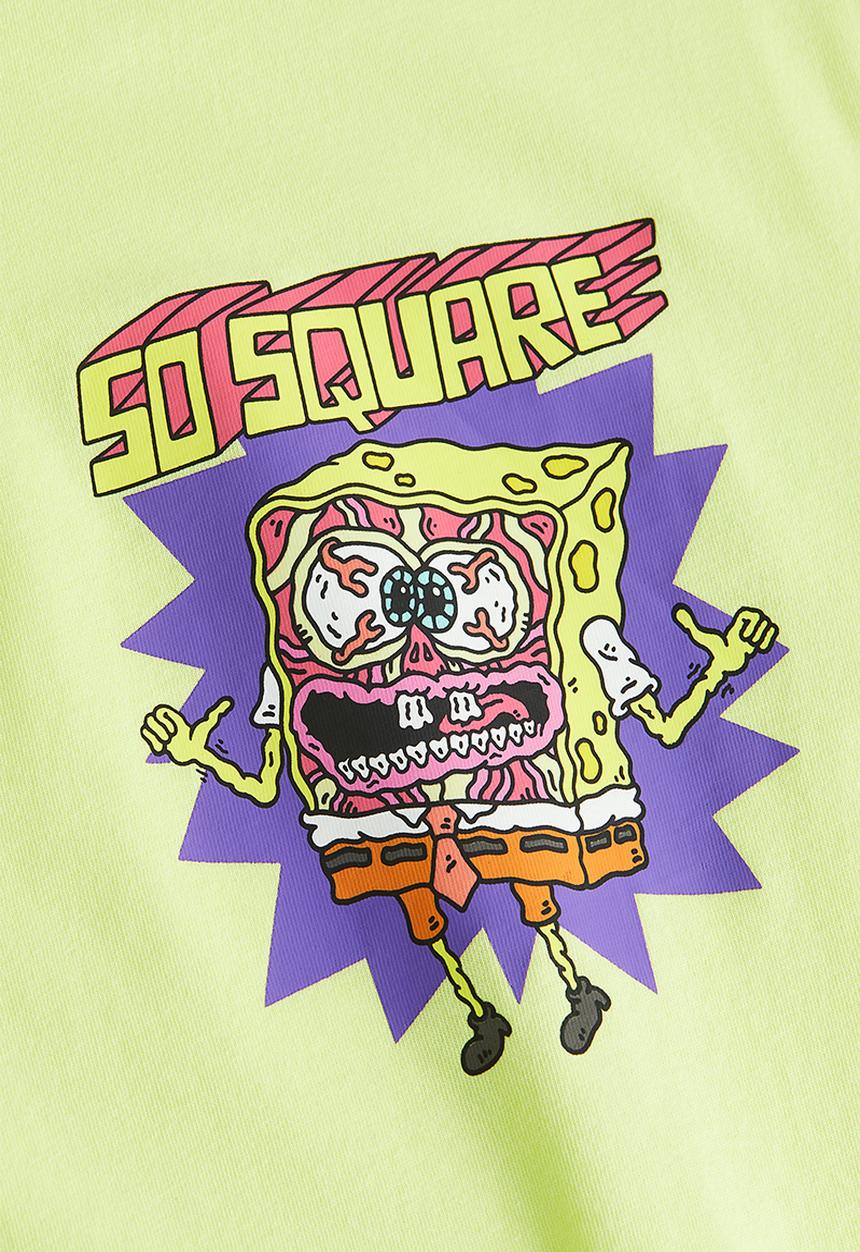H&M - Regular fit t-shirt - neon yellow/spongebob 