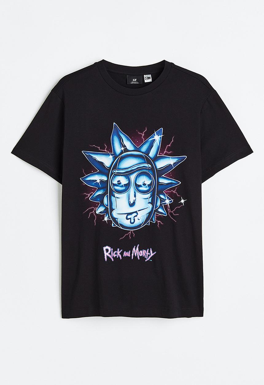 H&M - Regular fit t-shirt - black/rick and morty 