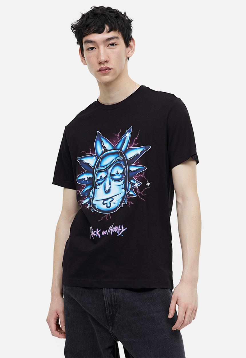 H&M - Regular fit t-shirt - black/rick and morty 