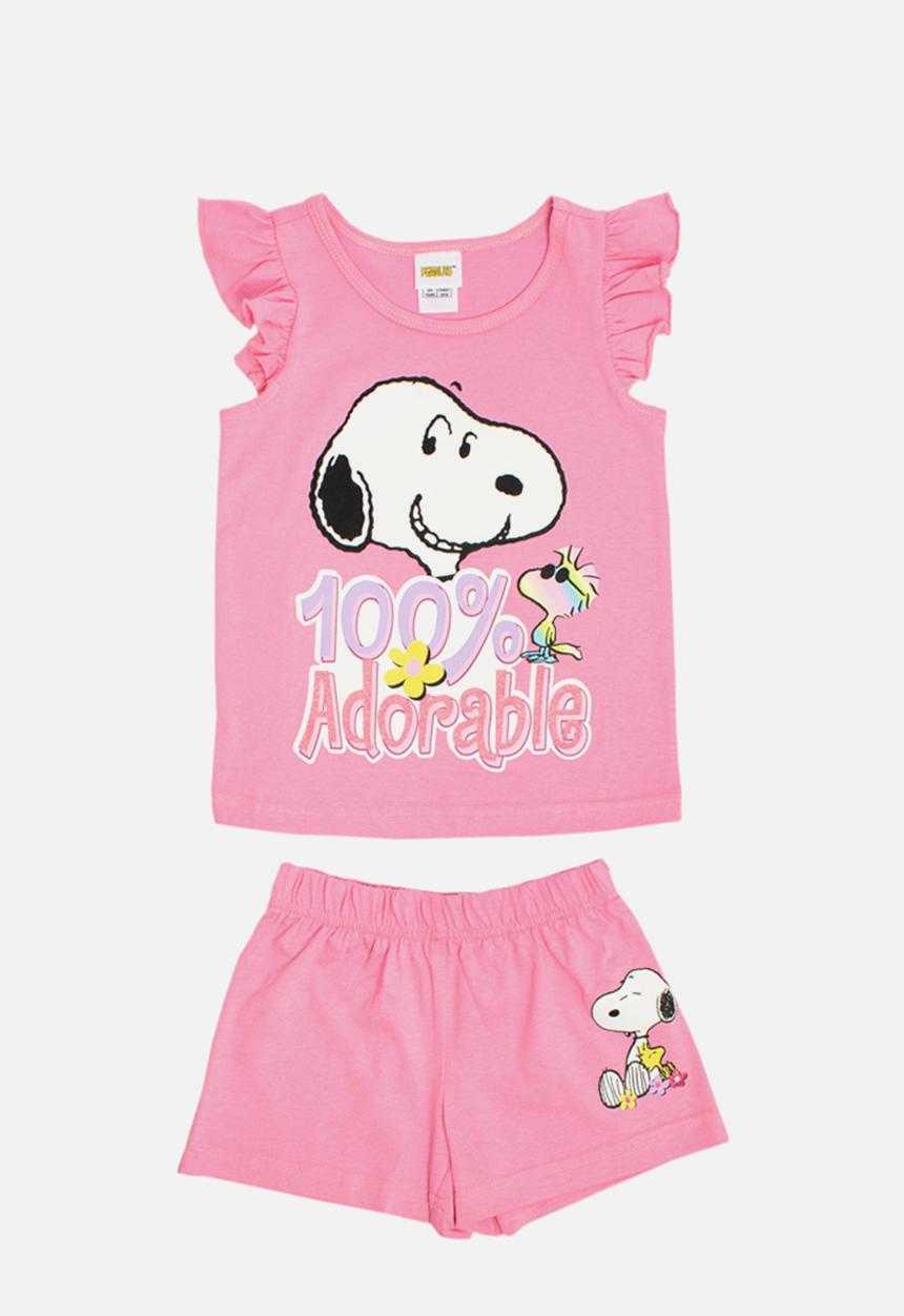 Character Group - Snoopy short sleeve  pj set - pink