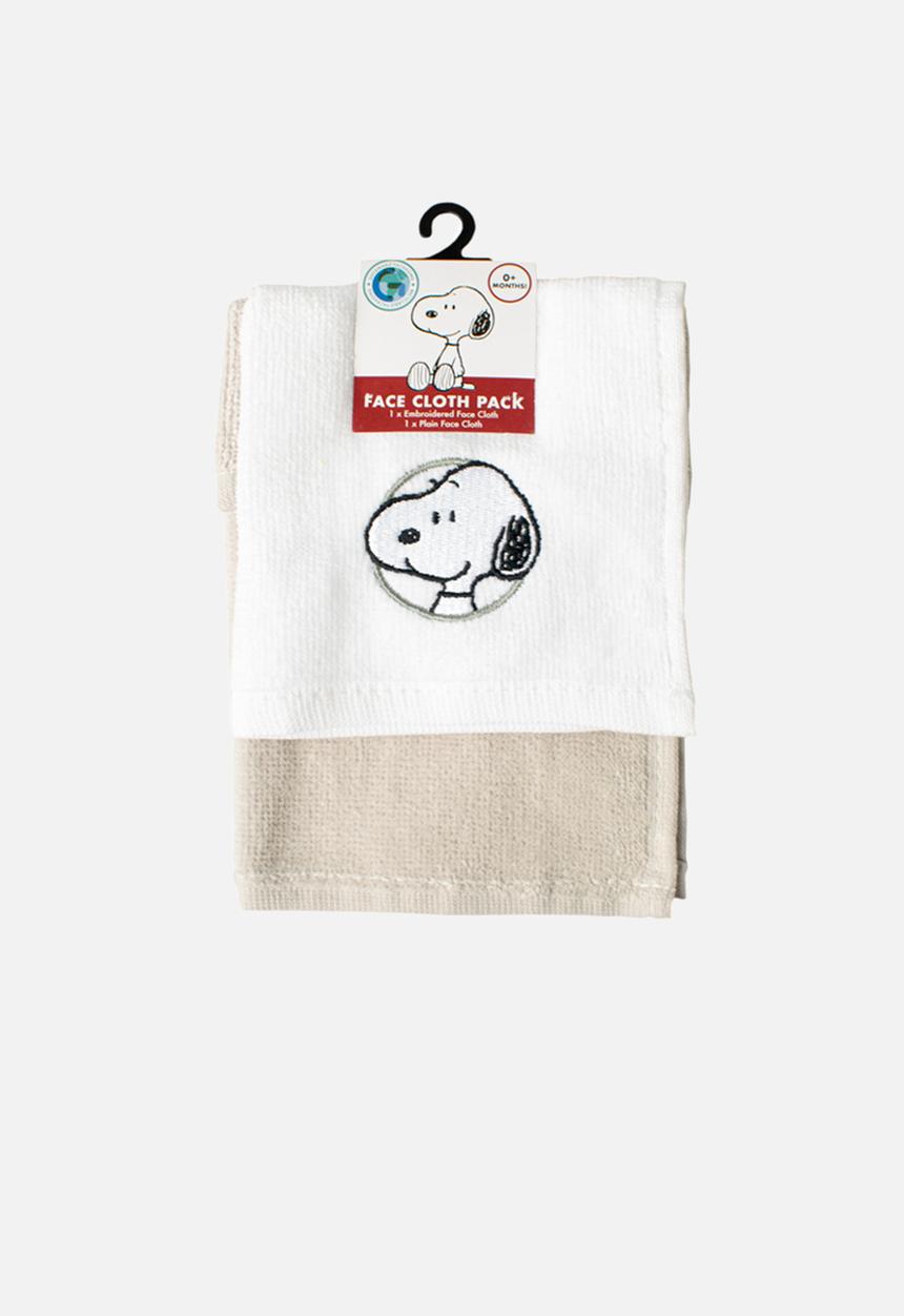 Character Group - Snoopy 2pk face cloth  - grey