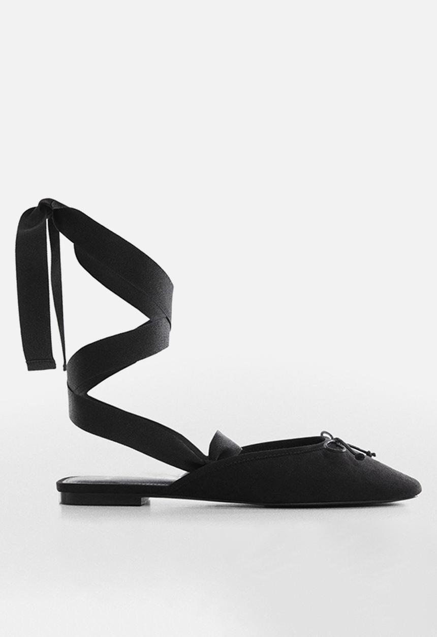 MANGO - Frenchy tie-up mule - black