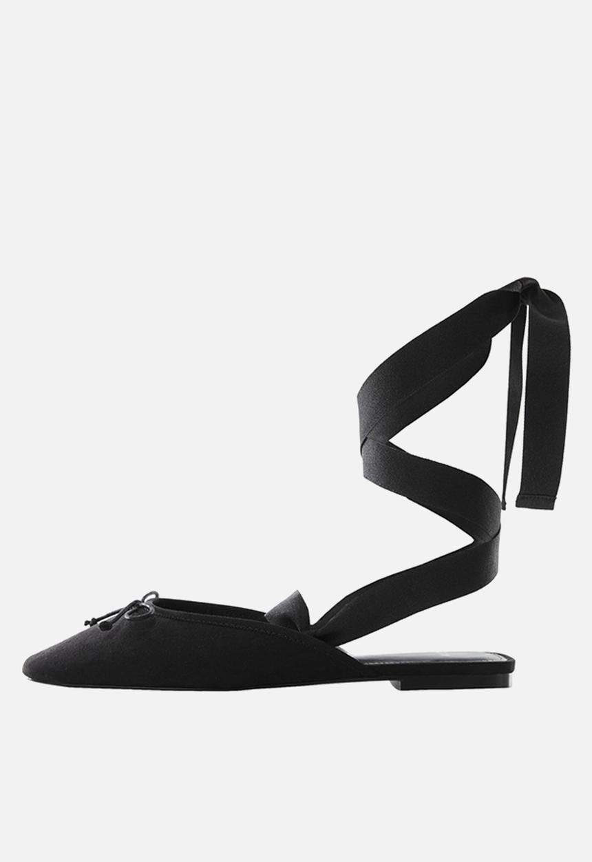 MANGO - Frenchy tie-up mule - black