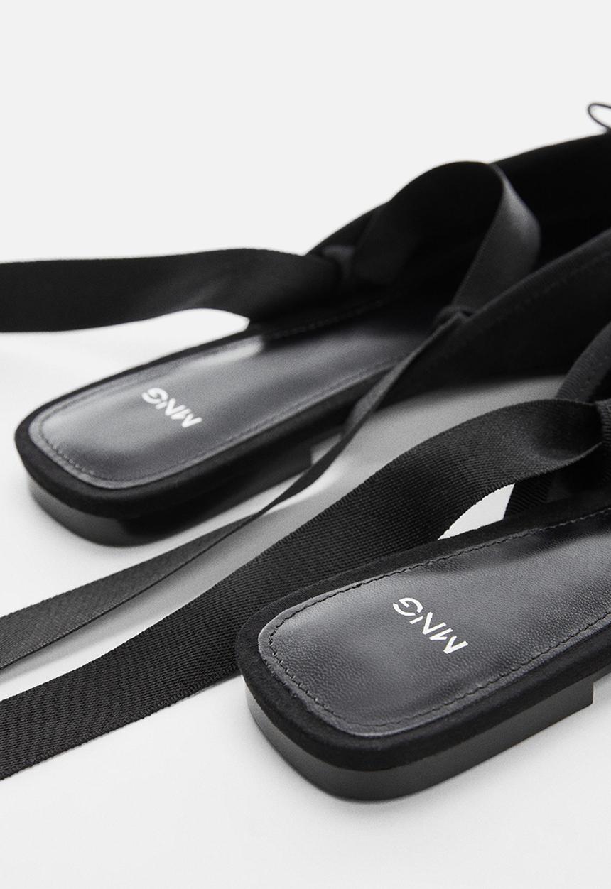 MANGO - Frenchy tie-up mule - black