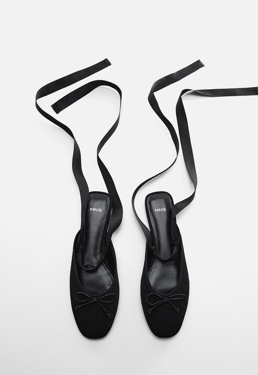 MANGO - Frenchy tie-up mule - black