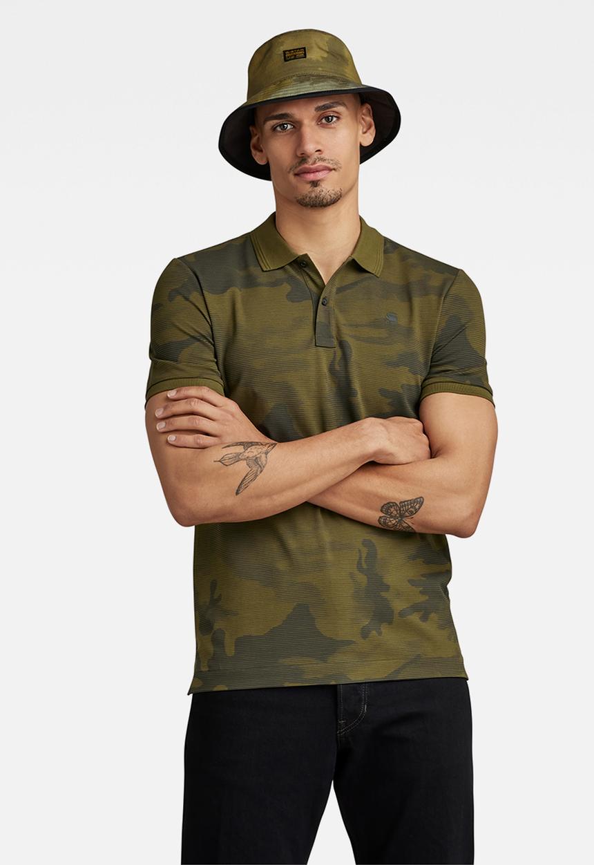 G-STAR - Dunda slim ao polo Premium stretch pk ao o - dark olive line camo