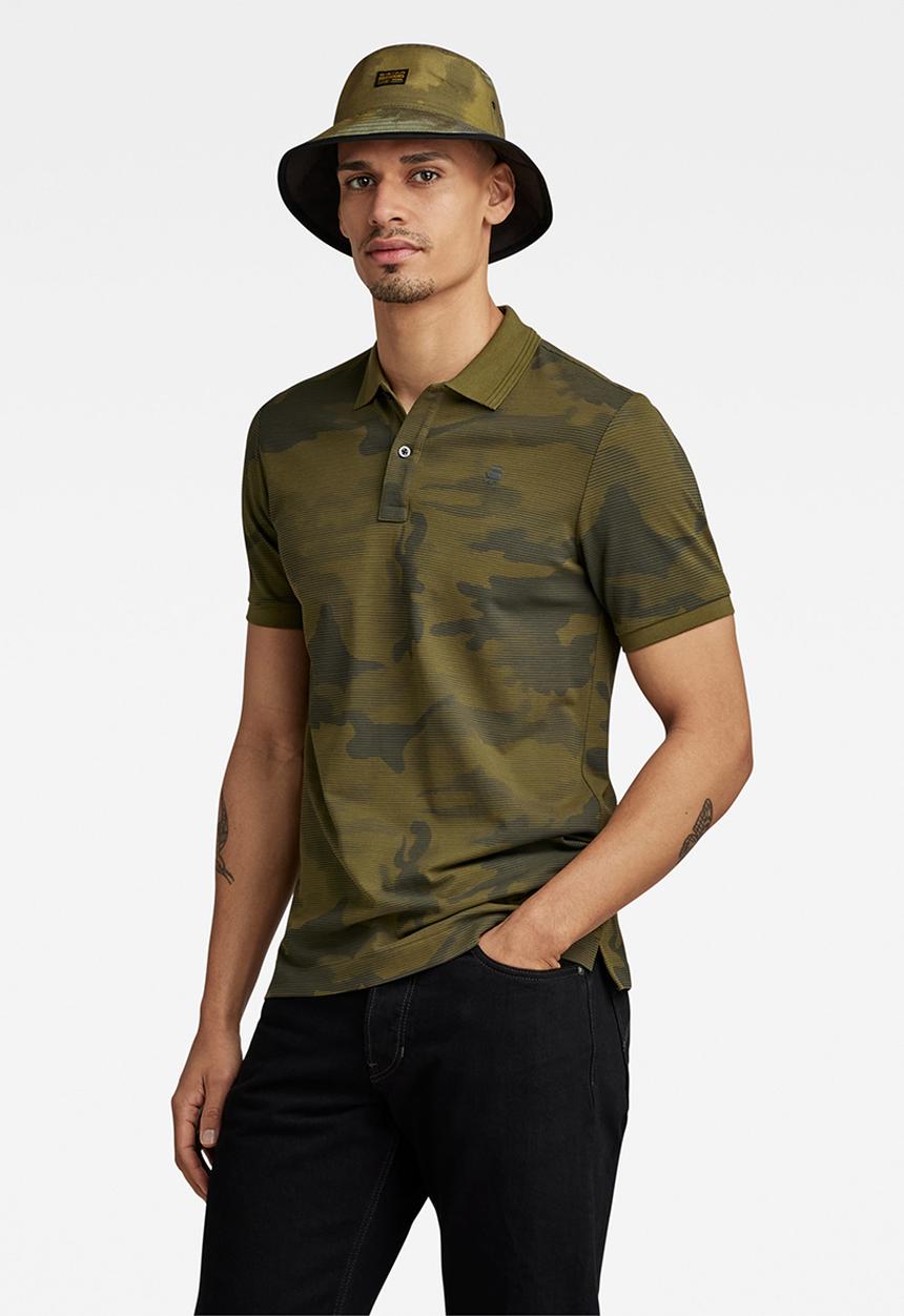 G-STAR - Dunda slim ao polo Premium stretch pk ao o - dark olive line camo