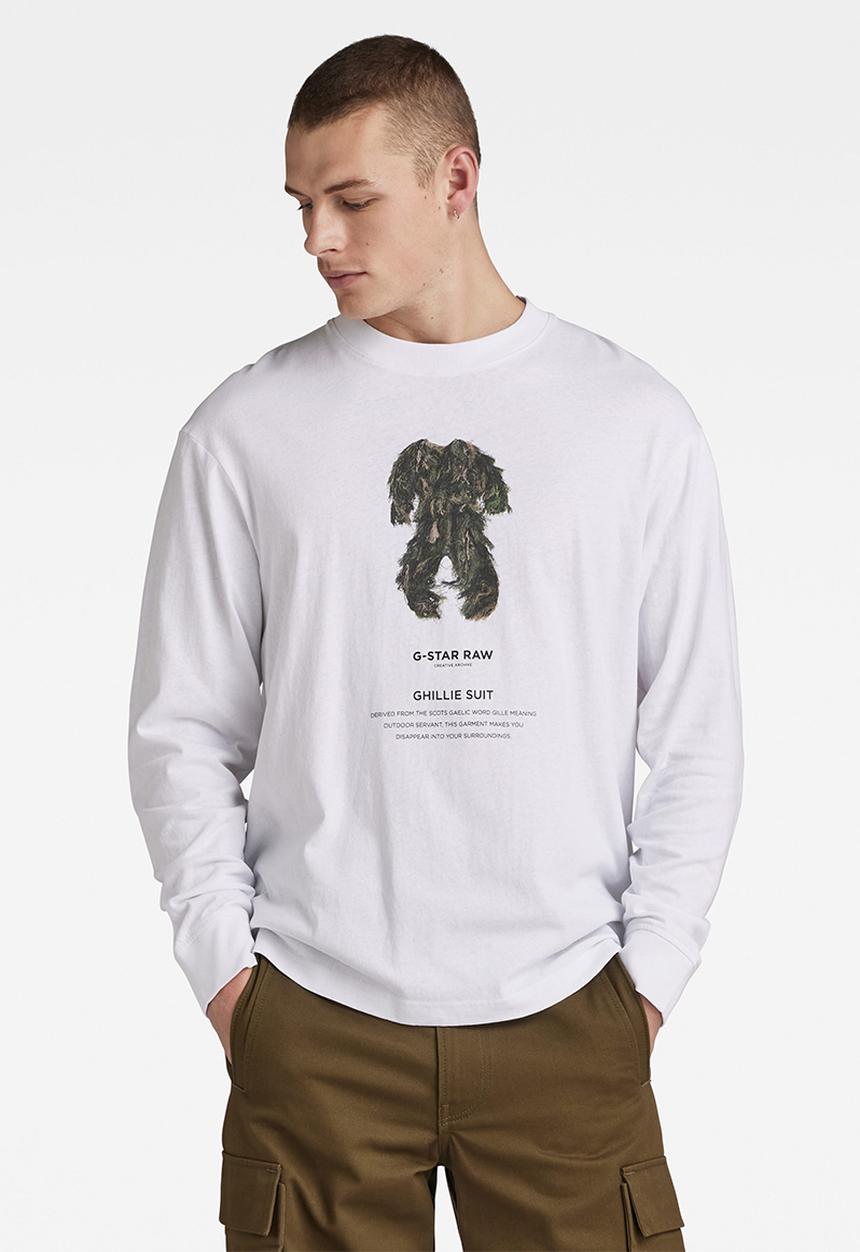 G-STAR - Archive boxy r t long sleeve dry jersey o - white ghillie suit