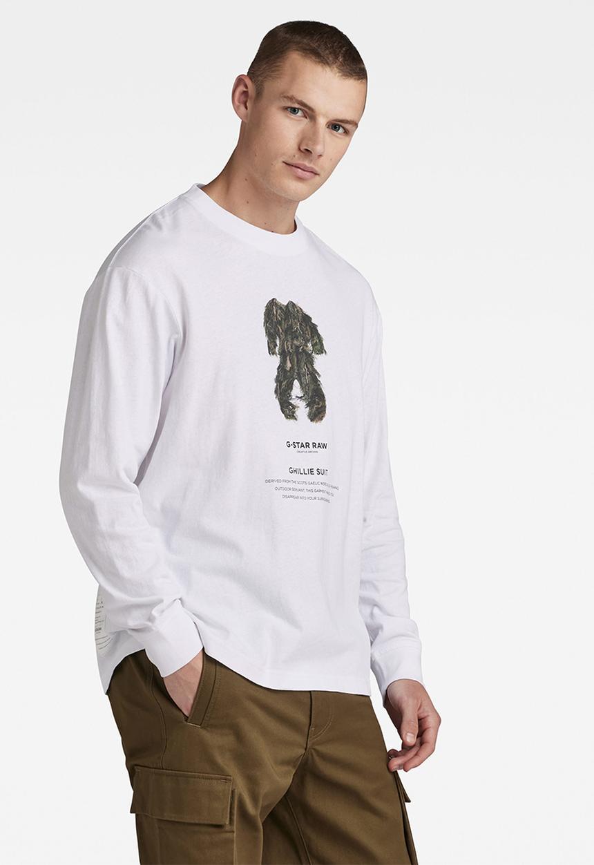 G-STAR - Archive boxy r t long sleeve dry jersey o - white ghillie suit