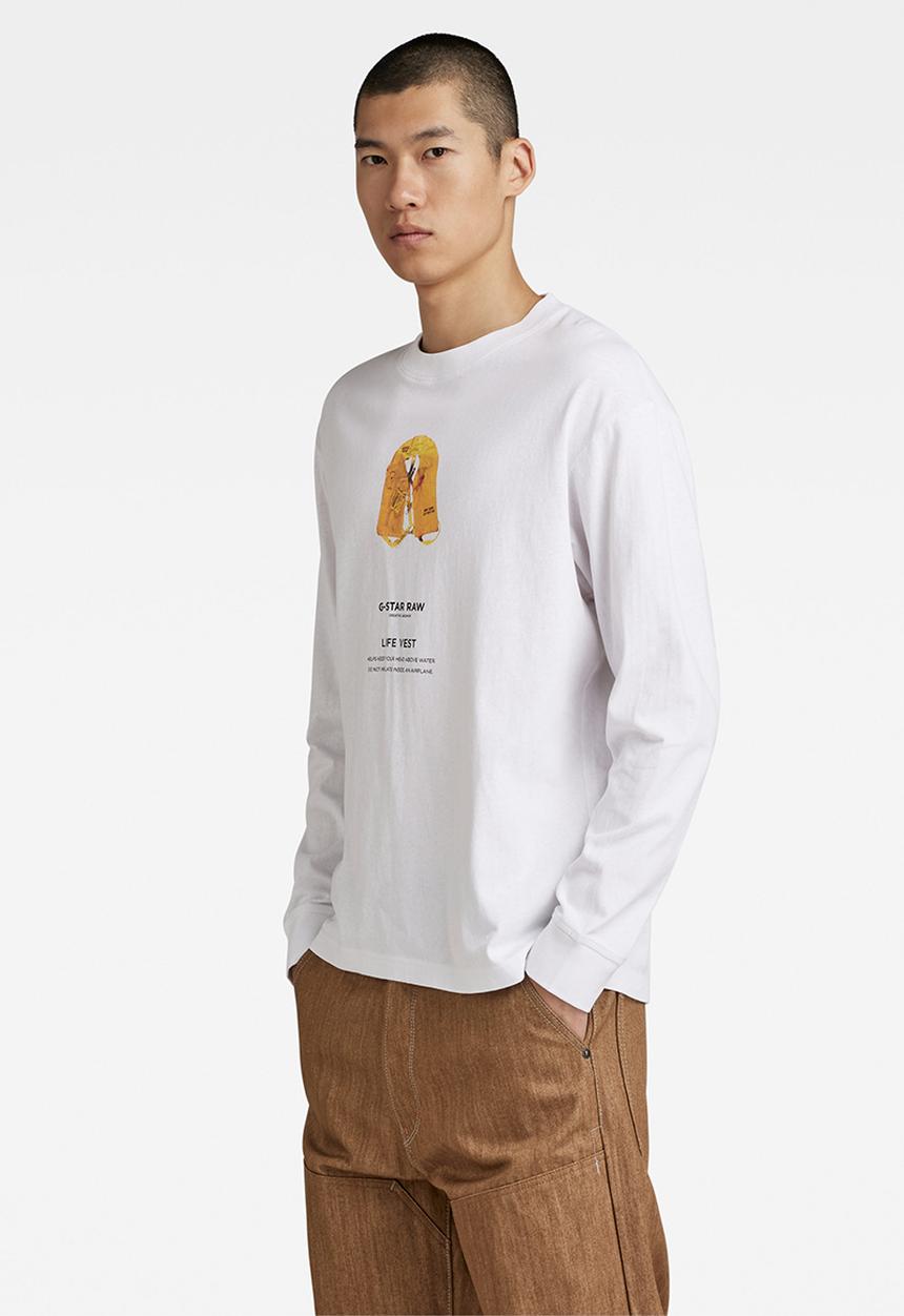 G-STAR - Archive boxy r t long sleeve dry jersey o - white life vest