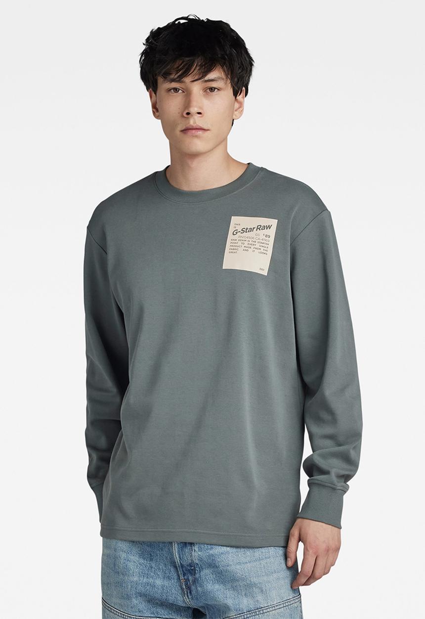 G-STAR - Tile back gr loose r t long sleeve ventura interlock o - graphite