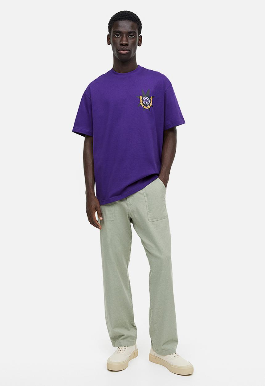 H&M - Relaxed fit printed T-shirt - purple/radiate good energy 