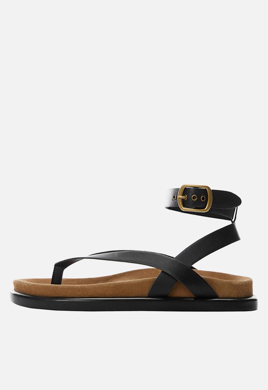 MANGO - Pepo thong sandal - black
