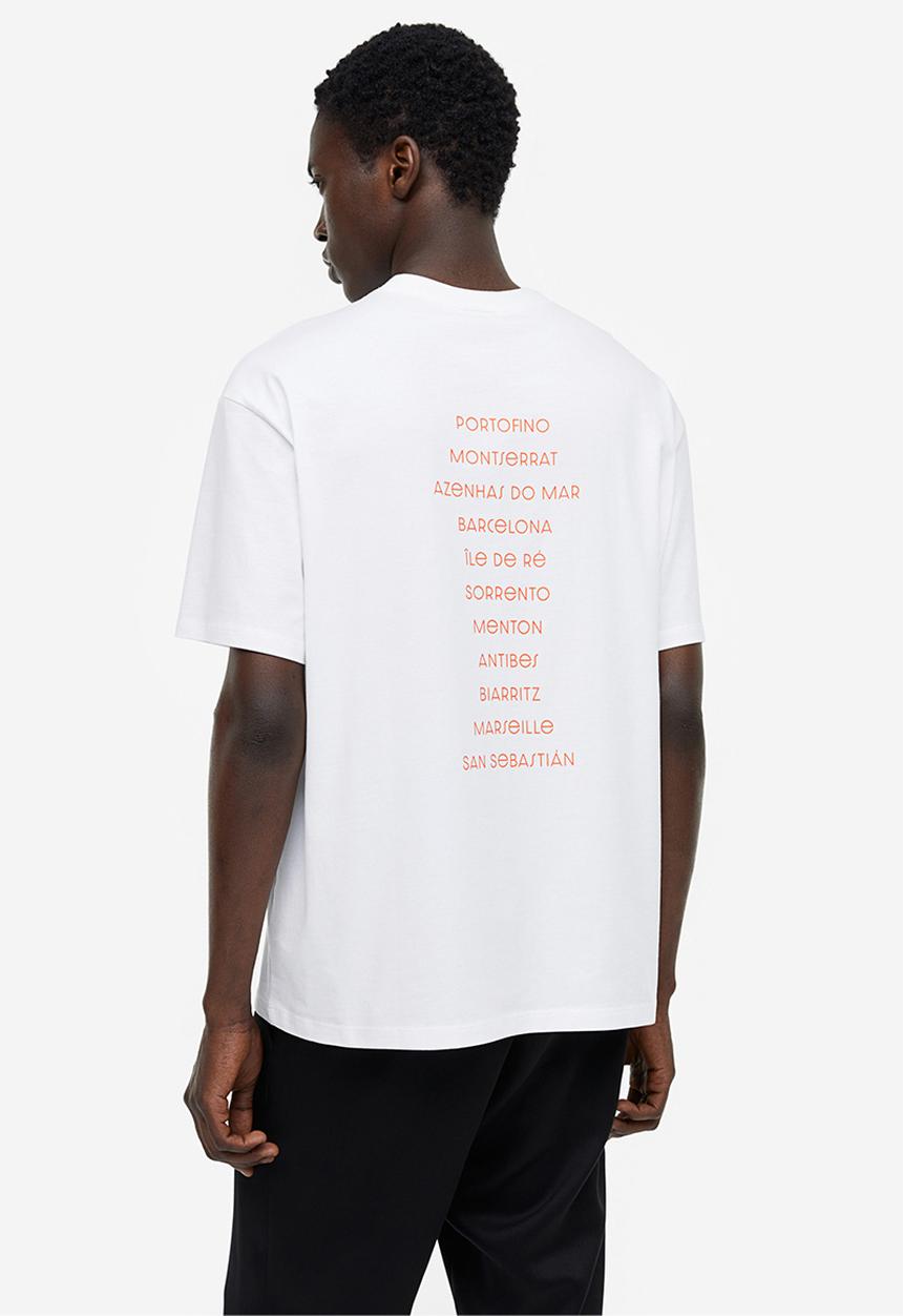 H&M - Relaxed fit printed T-shirt - white/beach 