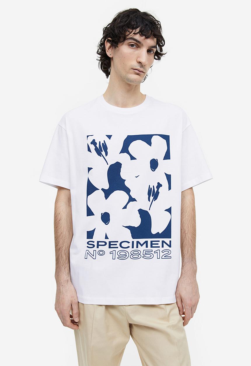 H&M - Relaxed fit printed T-shirt - white/flowers