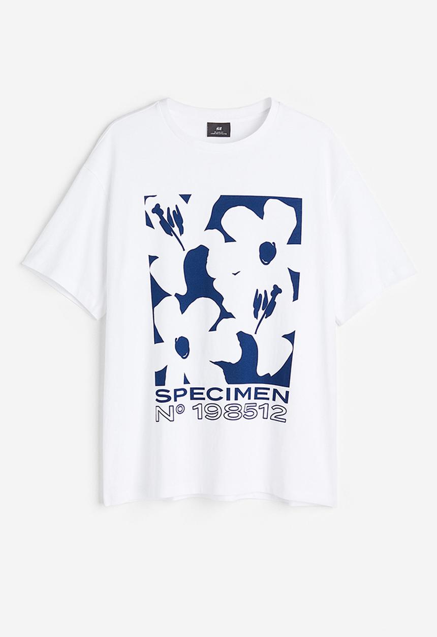 H&M - Relaxed fit printed T-shirt - white/flowers