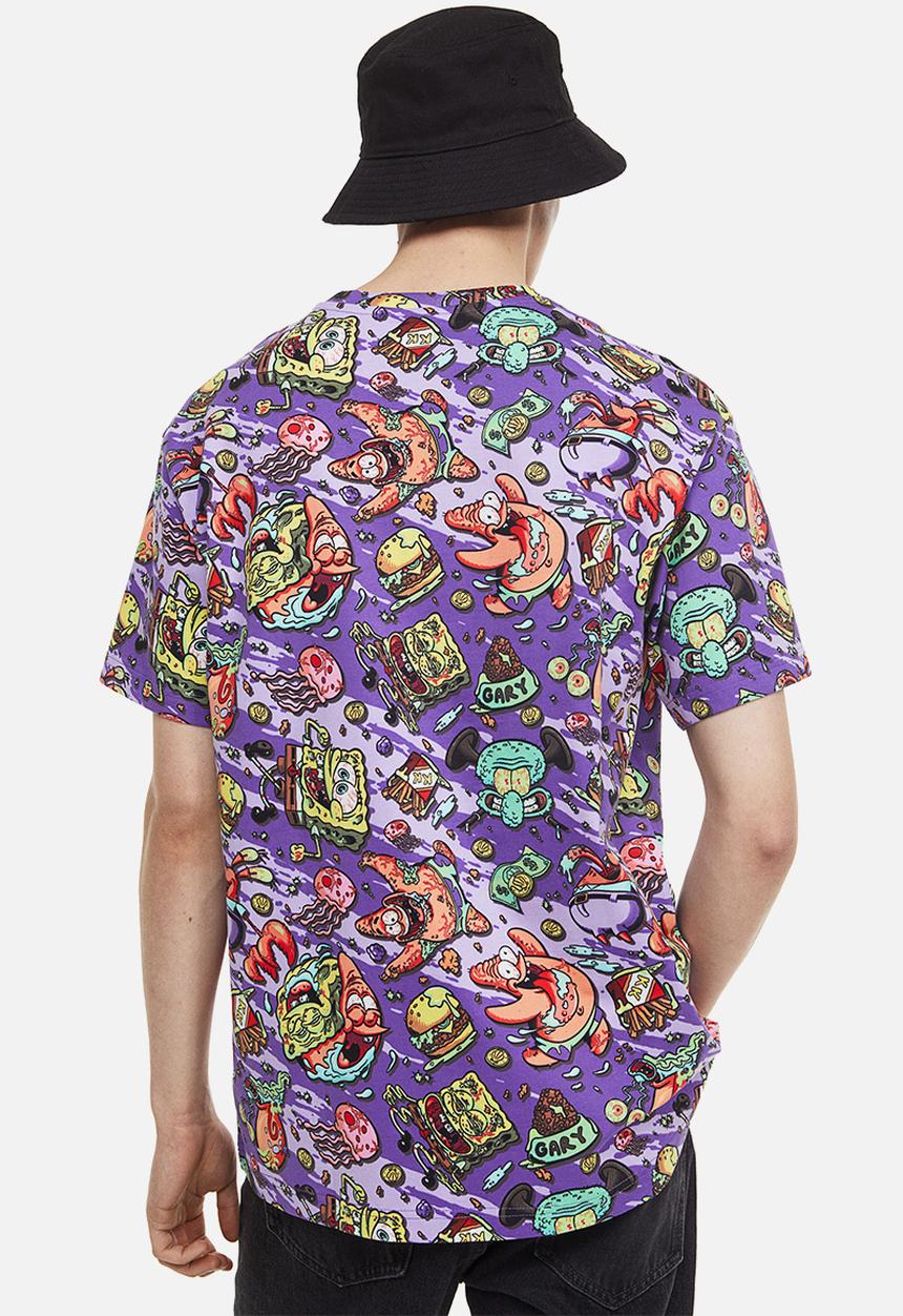 H&M - Relaxed fit printed T-shirt - purple/spongebob squarepants 