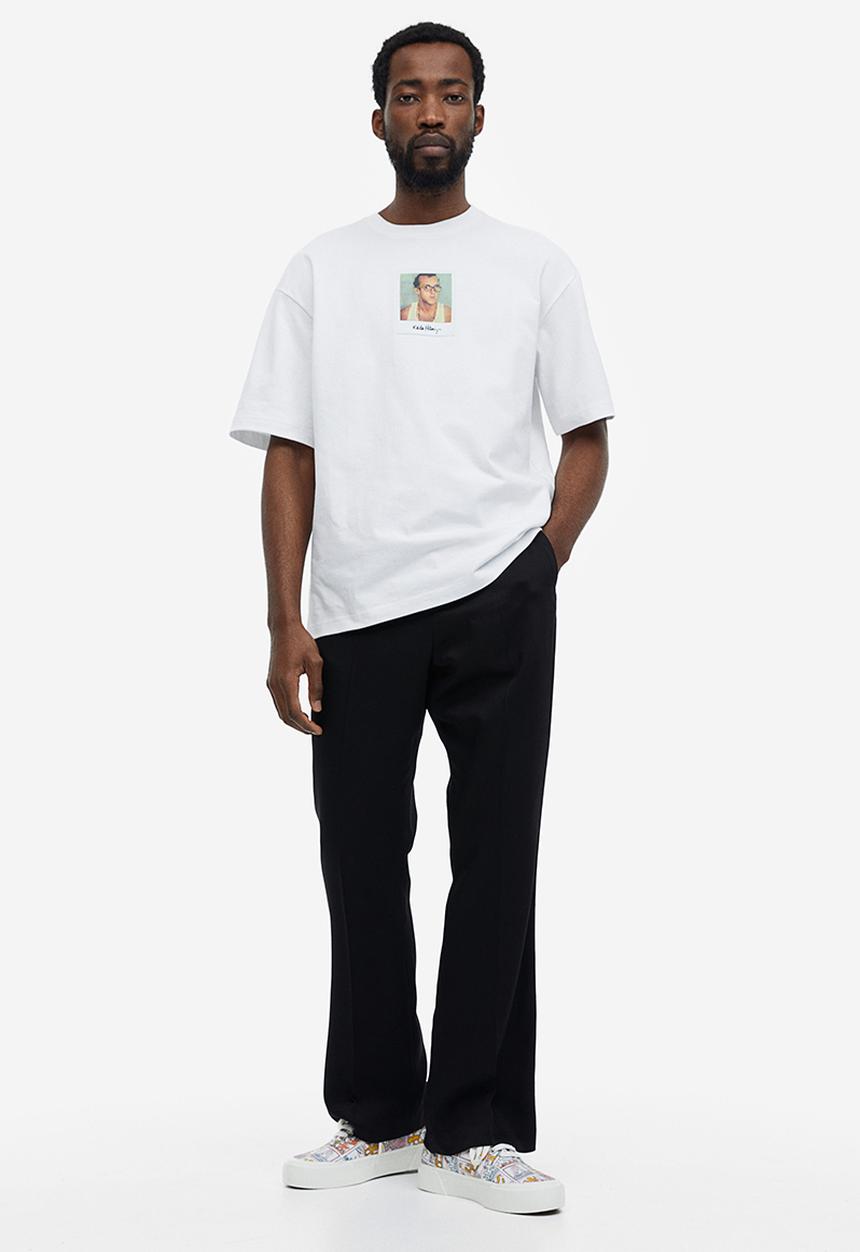 H&M - Relaxed fit printed T-shirt - white/keith haring 