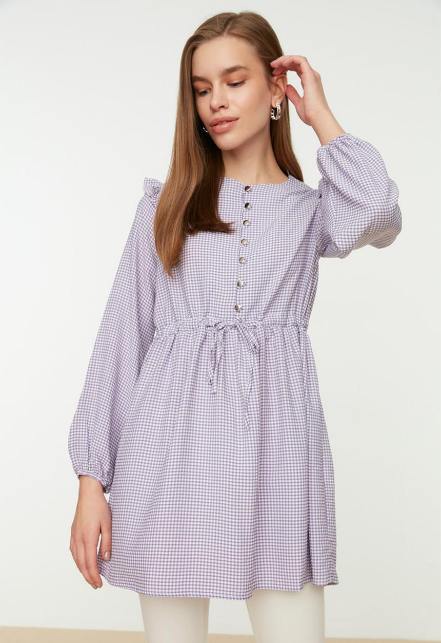 Trendyol - Modest puff sleeve skater shirt - lilac